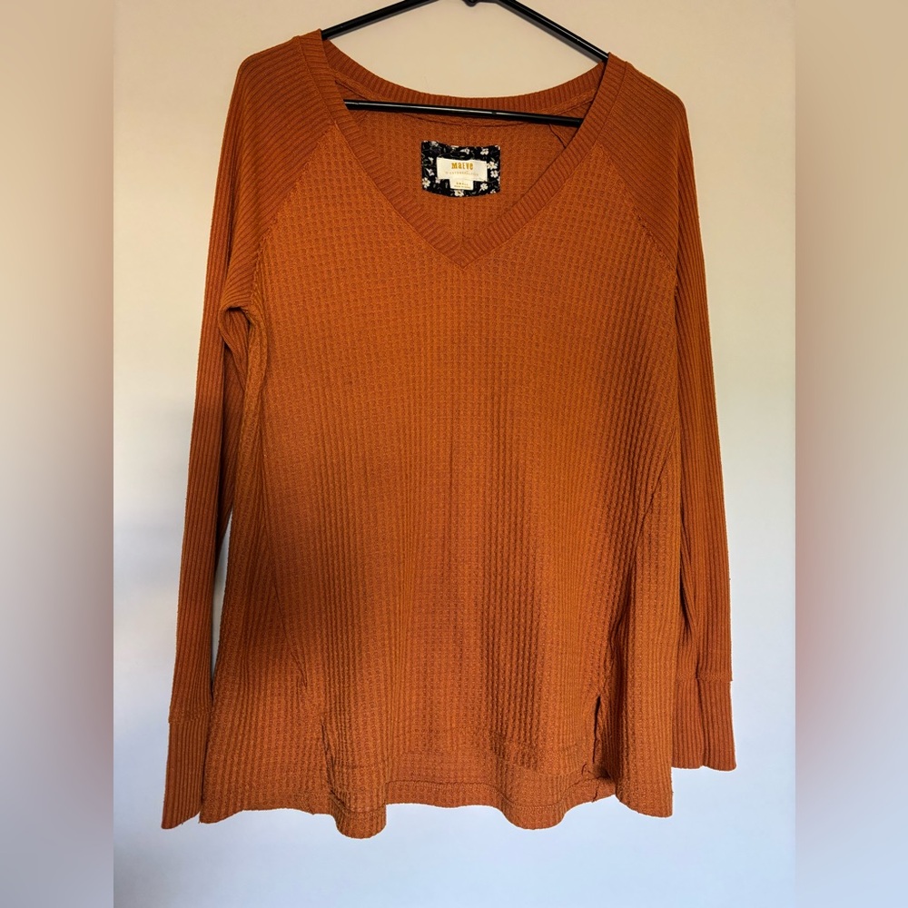 Maeve by Anthropologie Women's Pumpkin V-Neck Sweater